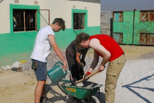 Hurst Expedition 2024 to Cameron's Orphanage 10 Mixing concrete 1